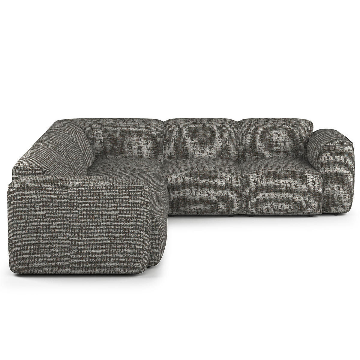 ECKSOFA mit Rundecke - Schwarz/Grau, Kunststoff/Textil (325/260cm) - home24
