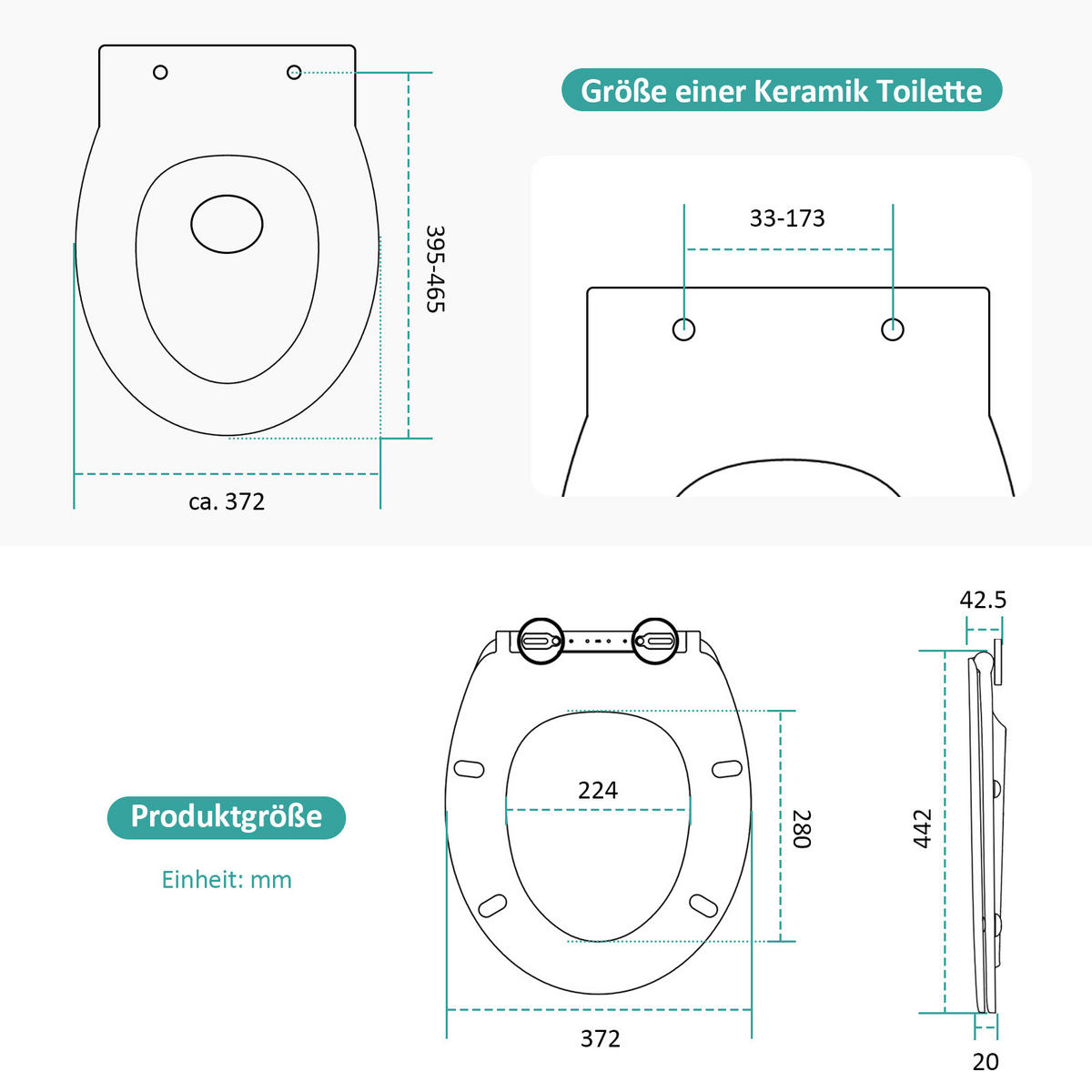 WC-SITZ Weiß 150KG - Weiß, Kunststoff (37.2/5.1/44.2cm) - EMKE