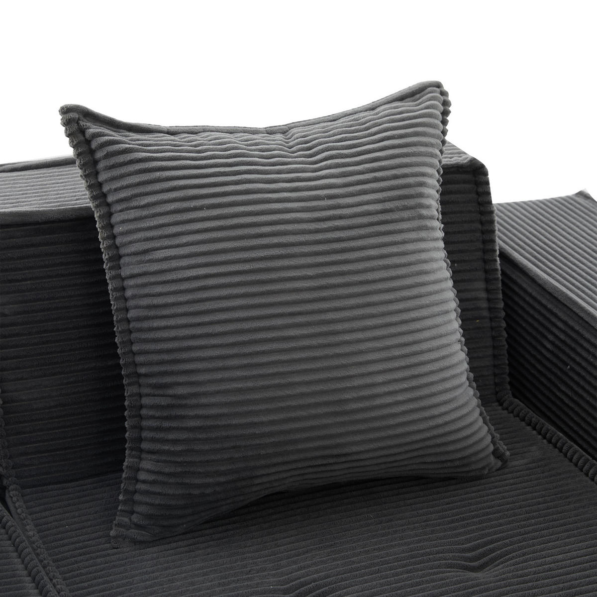 SCHLAFSOFA DE-33894 mit Fußhocker und Becherhalter Dunkelgrau - Dunkelgrau, Textil (78/66/162cm) - ComfortXL