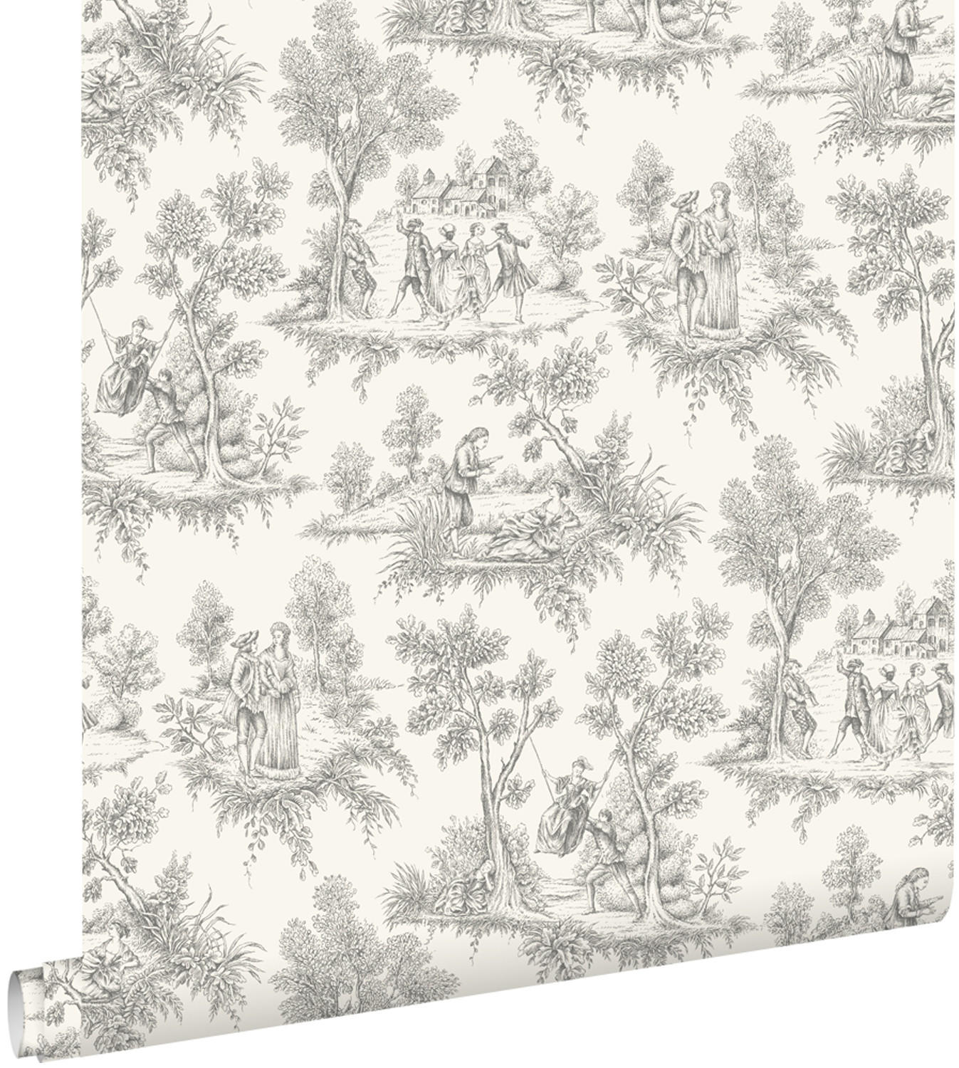 TAPETE Toile de Jouy 50 x 900 cm - Weiß, Papier (50/900cm) - ESTAhome