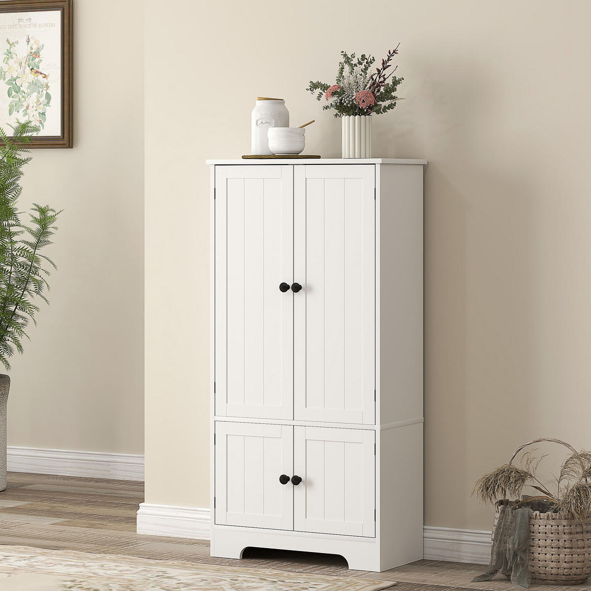 HIGHBOARD DE-11164 2 Schränke & verstellbarem Boden Weiß - Weiß, Holzwerkstoff (30/123/58.2cm) - ComfortXL