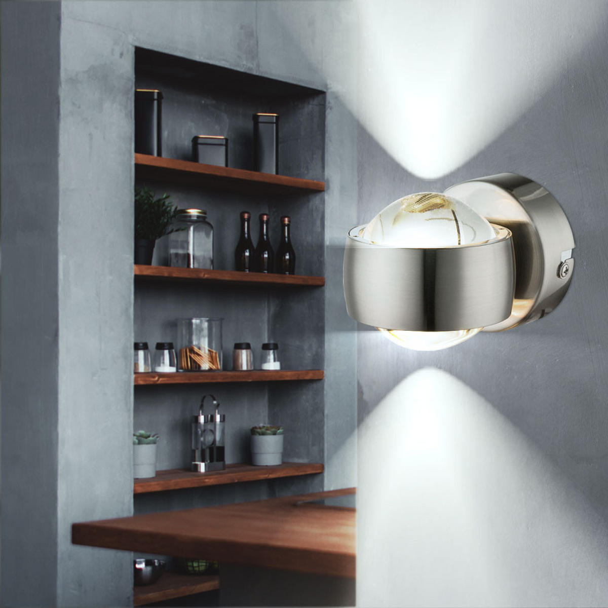 LED WANDLEUCHTE Randi Silber Glas - Silberfarben, Glas (7.5/10/10cm) - Globo Lighting