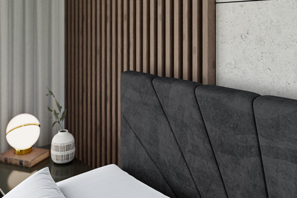 BOXBETT mit Matratze H4 und Lattenrost - MILTIO - 200x200 cm - H4 - Schwarz - Schwarz, Holzwerkstoff (200/200cm) - ALTDECOR