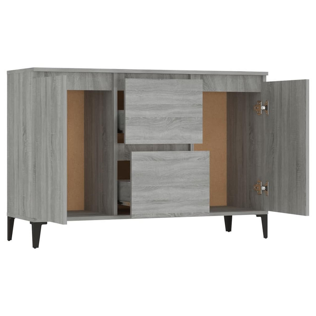 SIDEBOARD mit 2 Fächern, 2 Türen 102/35/70 cm aus Holzwerkstoff Grau Sonoma - Silbereichenfarben, Holz (102/70/35cm) - vidaXL