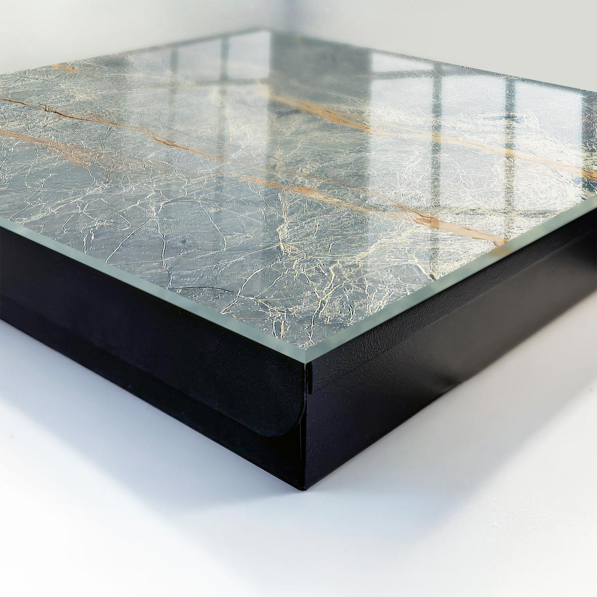 SCHLÜSSELBOX Schwarz 30x30 cm- Türöffnung nach rechts - Marmorstruktur - Grau, Metall (30/30/5cm) - TULUP