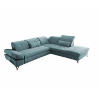 ECKSOFA mit Schlaffunktion und verstellbaren Kopflehnen - Chromfarben/Grün, Textil/Metall (245/275cm) - ed exciting design