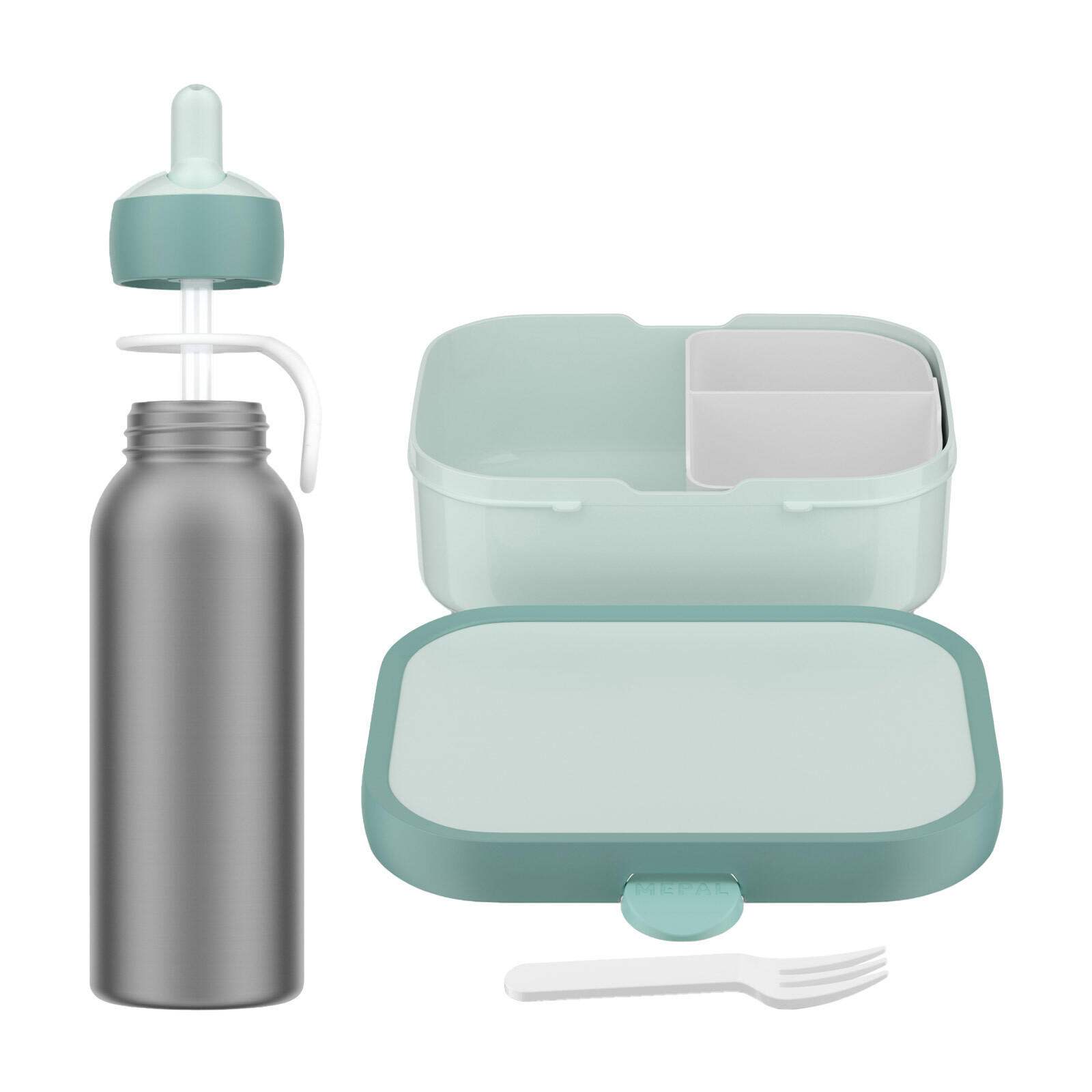 LUNCHSET MIT THERMOFLASCHE Campus Cool Mint 2er Set - Mintgrün, Kunststoff (1/1/1cm) - Mepal