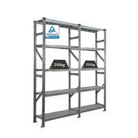 FACHBODENREGAL Proximo Stecksystem 200x180x50cm 5 Ebenen Fachlast 200 kg Beidseitig nutzbar Verzinkt - Silberfarben, Metall (180/200/50cm) - PROREGAL