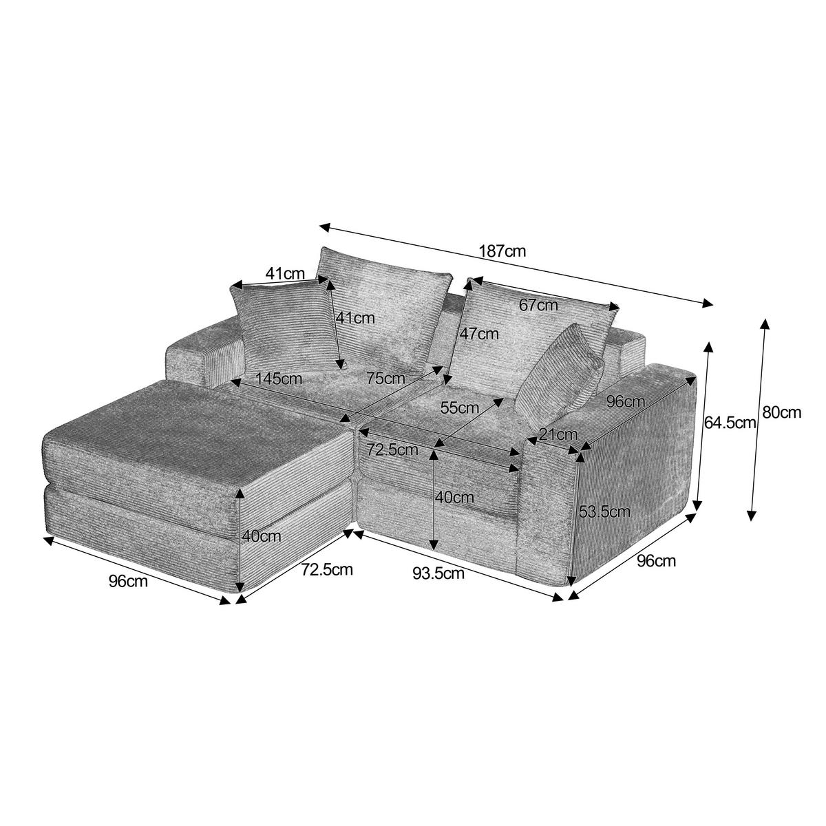 ROHOVÁ POHOVKA Modulární pohovka se stabilní protiskluzovou základnou zelená - zelená barva, plast (259.5/96cm) - Urban Meuble