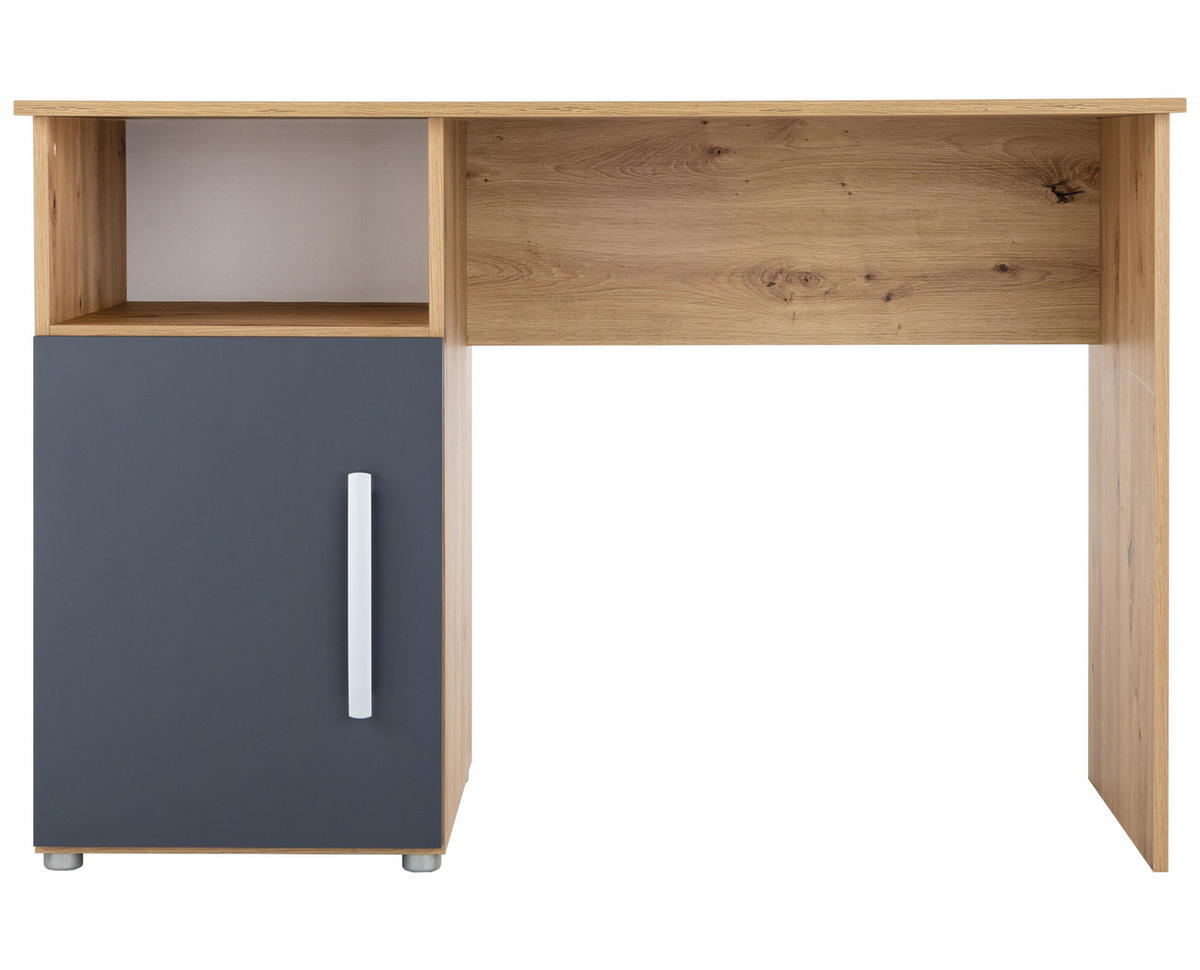 SCHREIBTISCH Alessio 115/77/60 cm mit Drehtür - Anthrazit/Silberfarben, Holzwerkstoff/Kunststoff (115/77/60cm) - arthur berndt