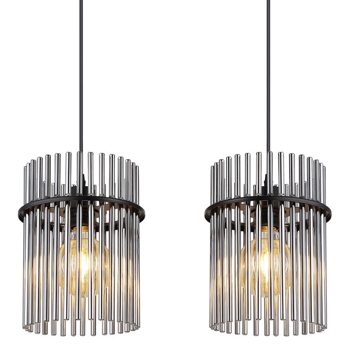 LED HÄNGELEUCHTE Metall Schwarz Rauchglas - Schwarz, Glas (110/20/140cm) - Globo Lighting