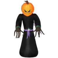 HALLOWEENDEKO DE-42054 210 cm aufblasbarer Kürbisgeist mit LED Schwarz Orange - Schwarz, Kunststoff (110/210/66cm) - ComfortXL