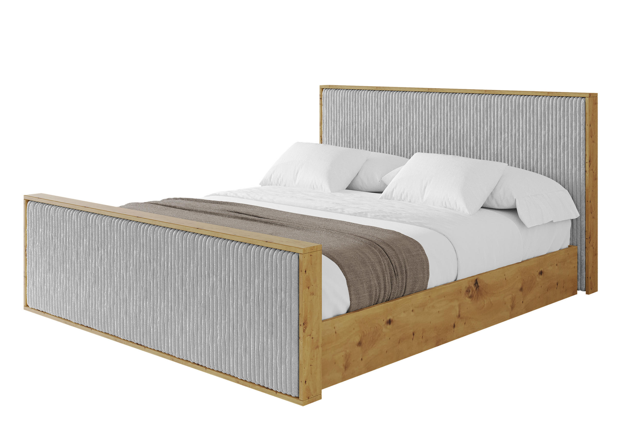 POLSTERBETT mit Bettkasten und Lattenrost, Boxbett mit Stauraum und Kopftei mit Matratze H3/H4 - ENZO10 120x200 Grau - Grau, Holzwerkstoff/Textil (120/200cm) - ALTDECOR