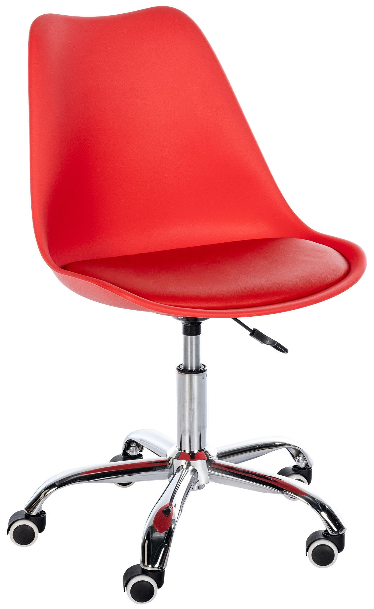 HOCKER Kunststoff rot - Chromfarben/Rot, Kunststoff/Metall (51/78/55cm) - CLP