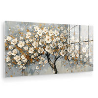 ACRYLGLASBILD Baum - Blumen - Weiß - Natur - Kunst 120x60 cm - Weiß, Glas (120/60cm) - MuchoWow