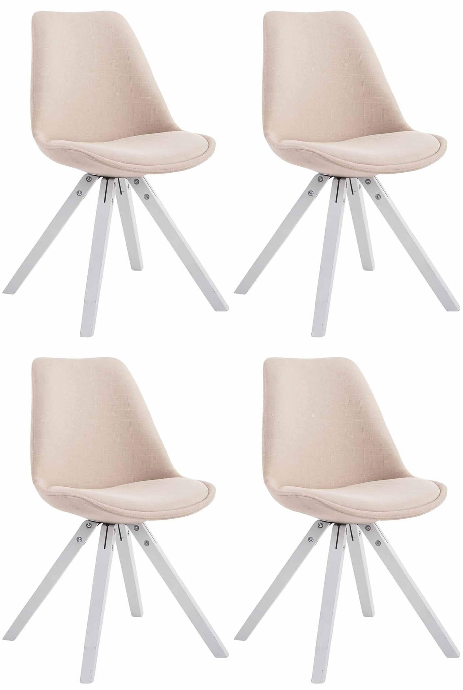 BESUCHERSTUHL Toulon, 4er Set Stoff, Gestell Holz Square Weiß Creme - Naturfarben/Weiß, Holz/Buchenholz (48/83/56cm) - TPFLiving