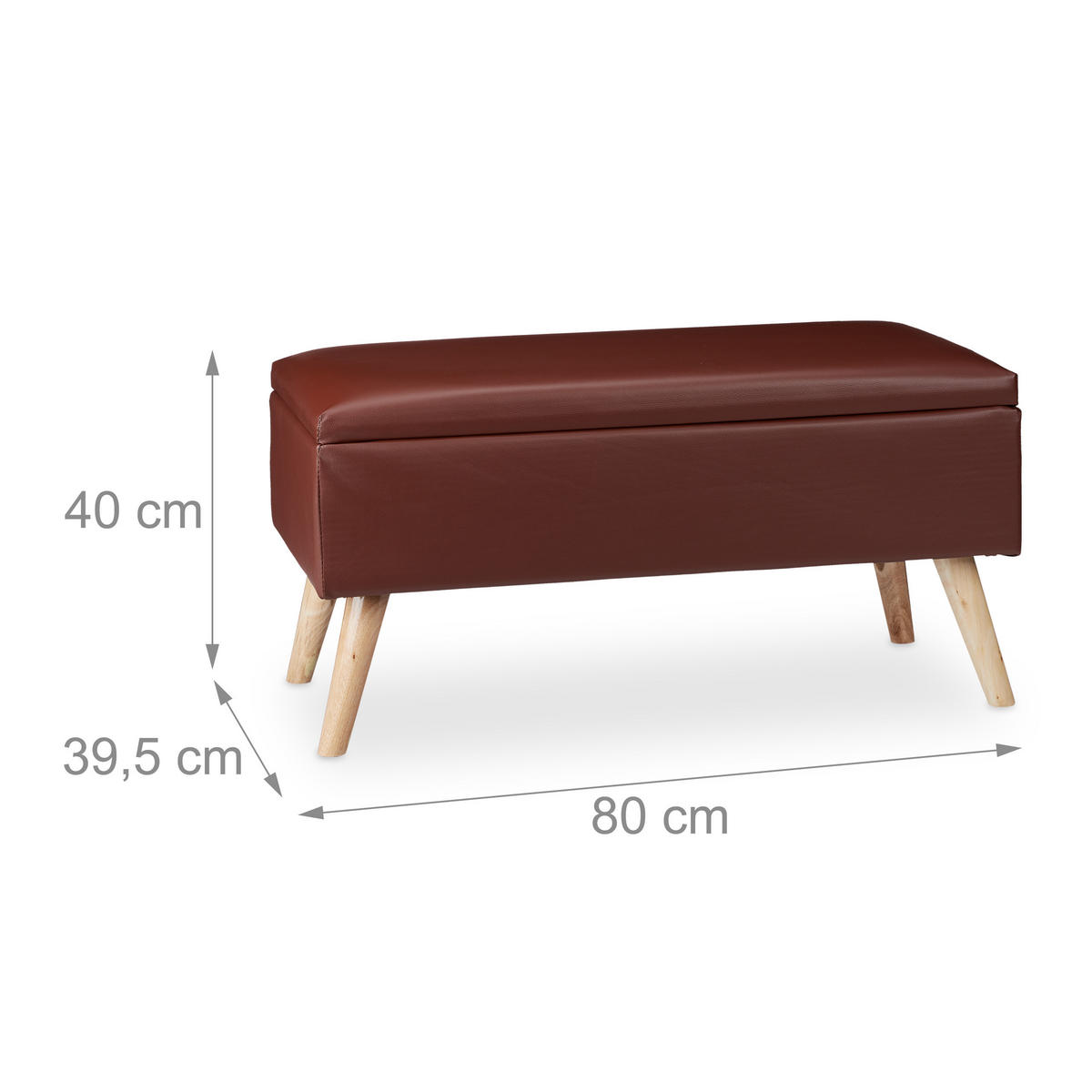 SITZBANK - Braun, Holz/Holzwerkstoff (80/40/39.5cm) - Relaxdays