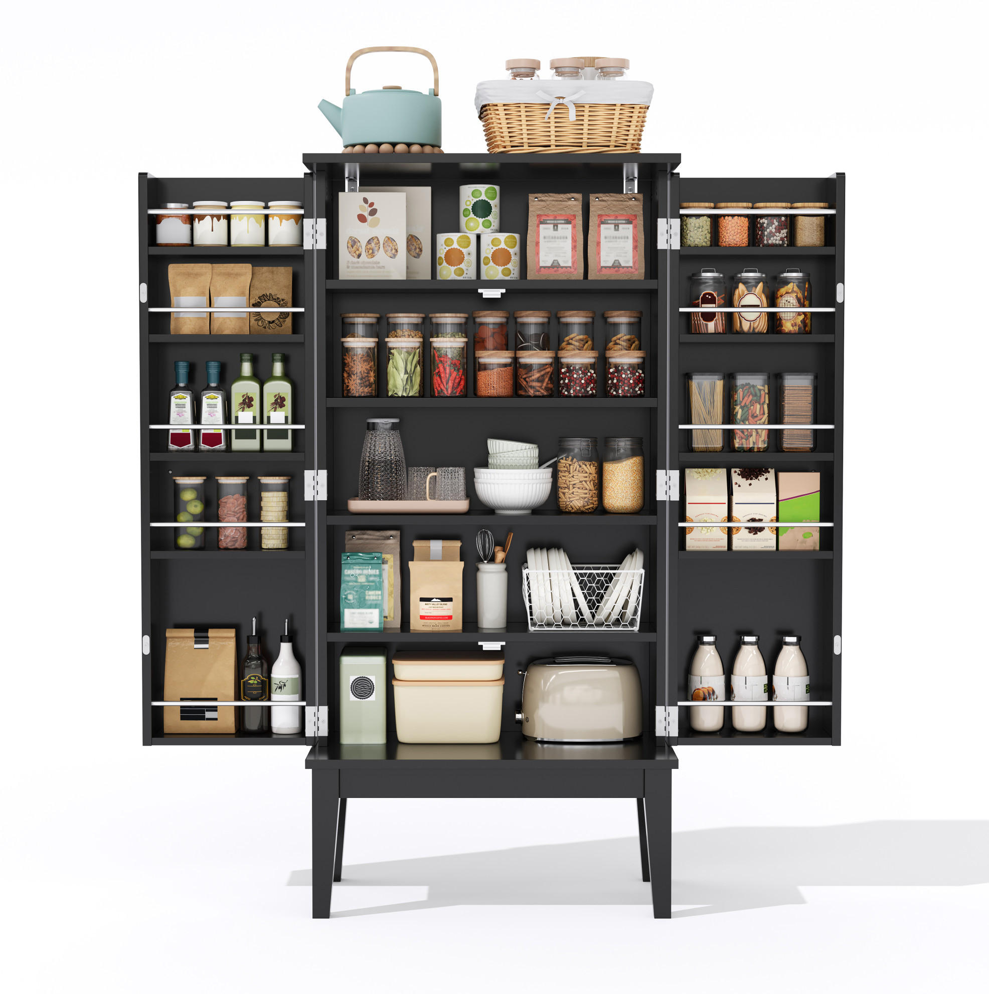BUFFET 120/30/59 cm schwarz aus MDF mit 2 Türen - Schwarz, Holzwerkstoff (59/120/30cm) - OKWISH