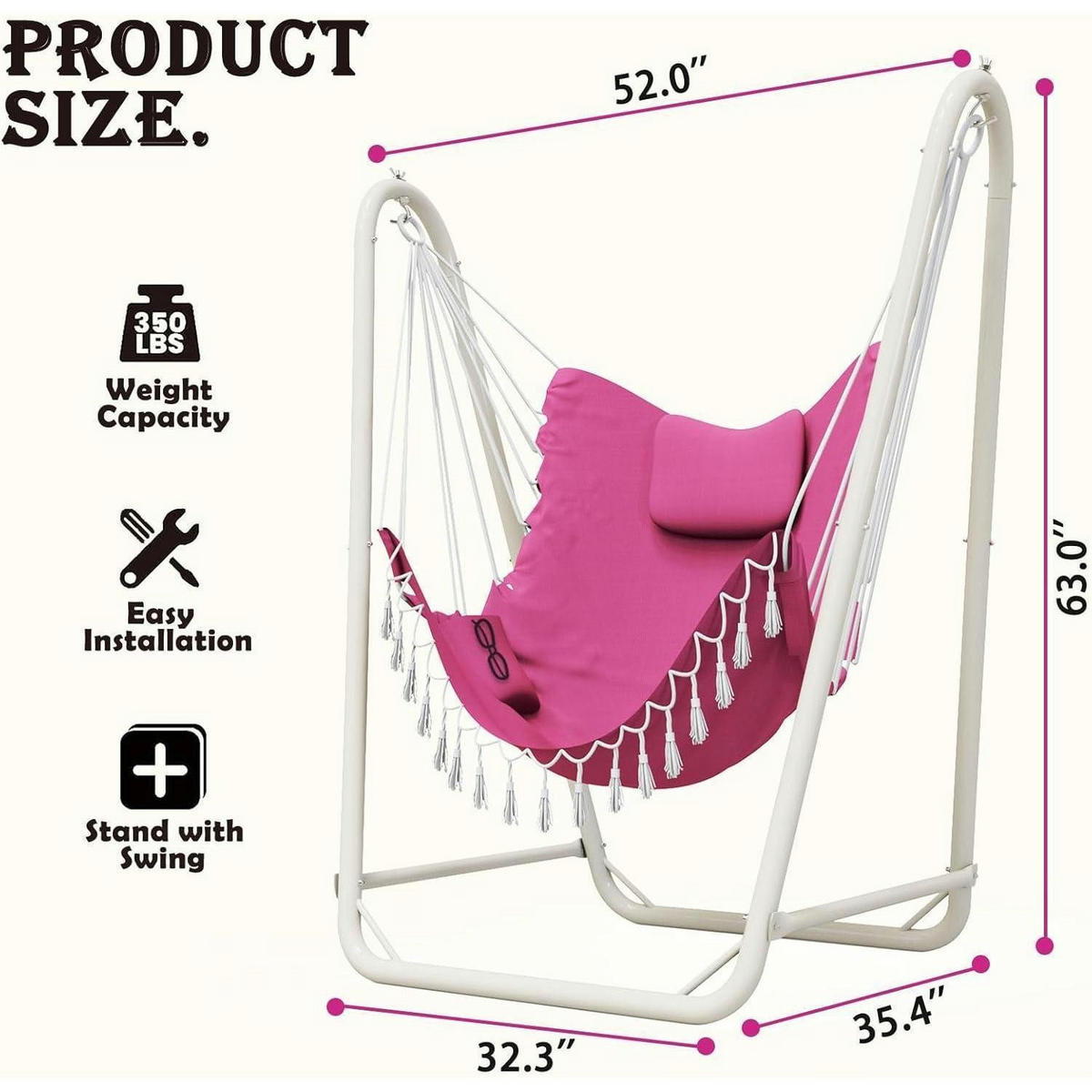 HÄNGESESSEL mit Gestell, belastbar 160 kg, pink - Pink, Textil (90/1.5/82cm)