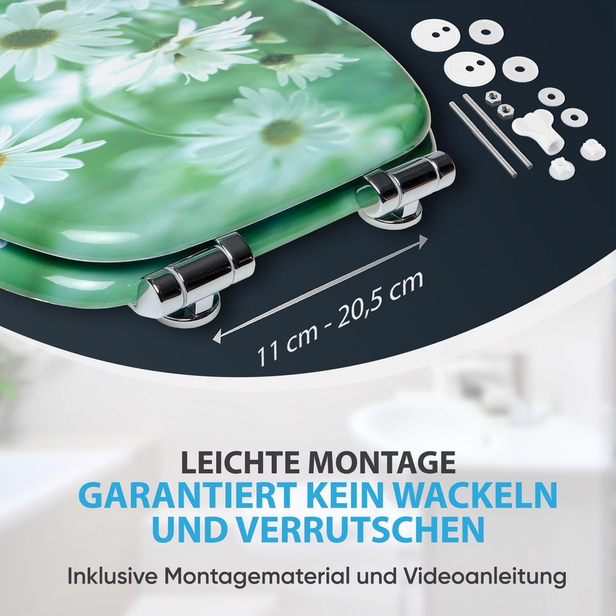 WC-SITZ mit Absenkautomatik Margeriten - Grün, Holzwerkstoff (38/6/47cm) - Sanilo