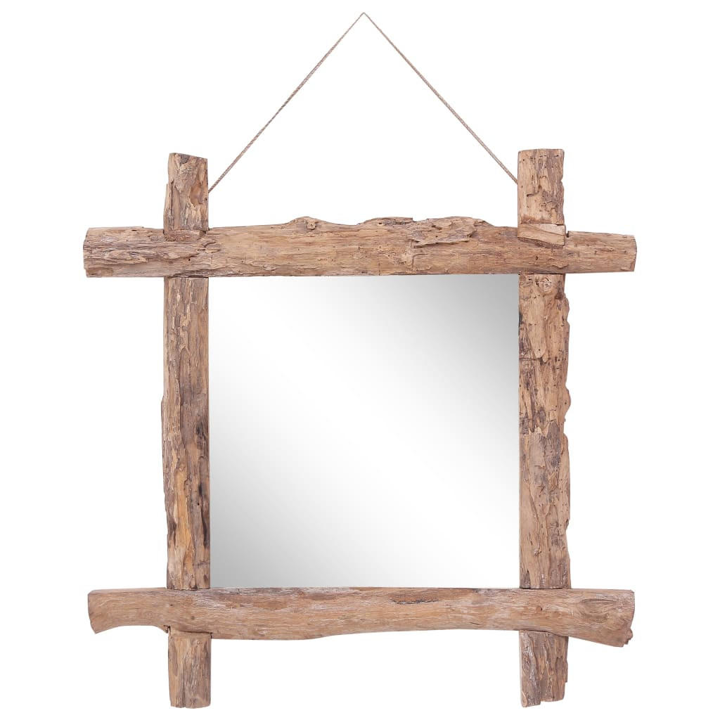 HOLZSPIEGEL Natur 70x70 cm Recyceltes Teakholz - Braun, Holz (70/70/1cm) - furnicato