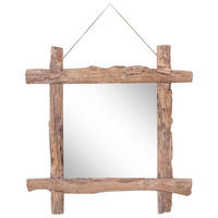 HOLZSPIEGEL Natur 70x70 cm Recyceltes Teakholz - Braun, Holz (70/70/1cm) - furnicato