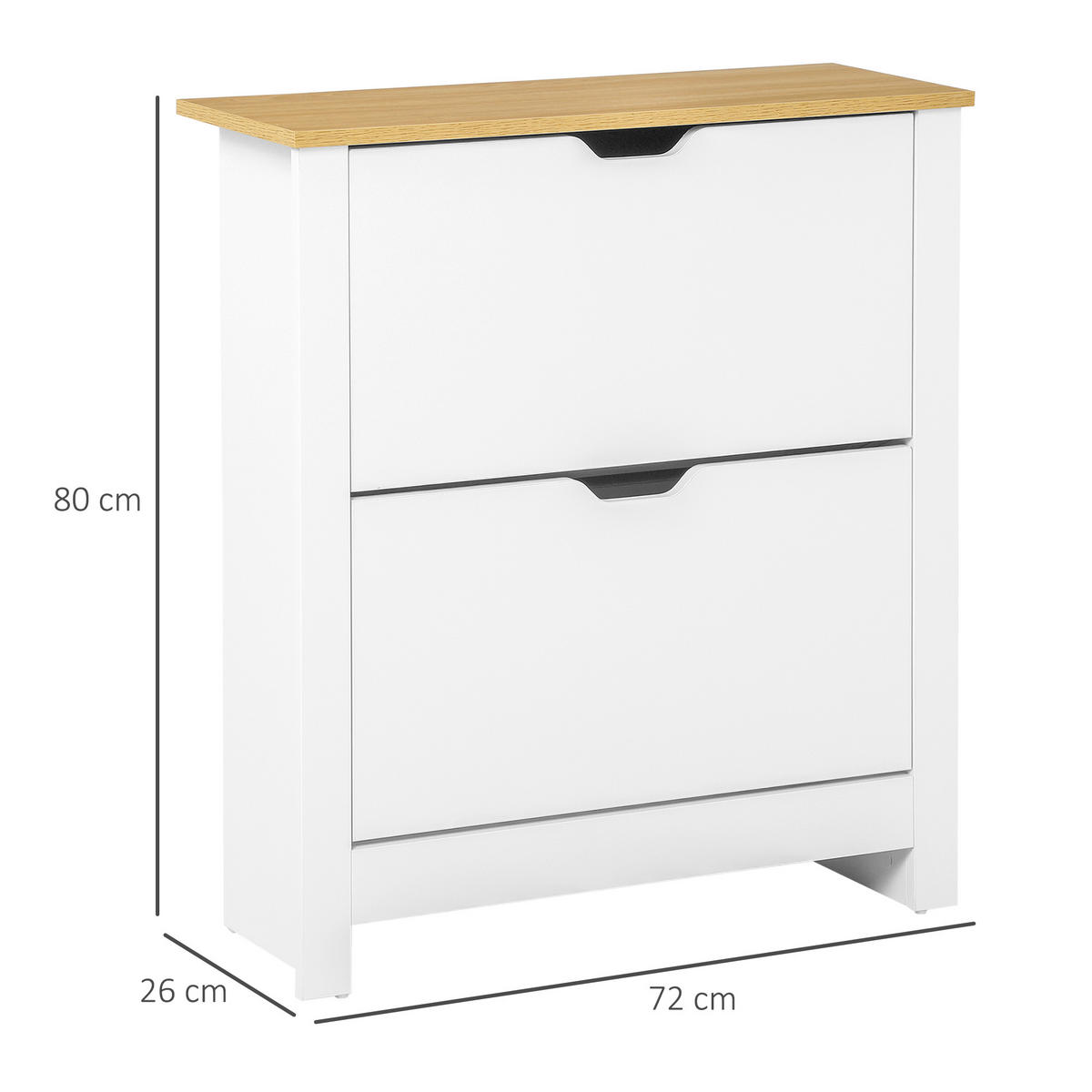 SCHUHSCHRANK Schuhregal mit Schublade Schuhständer für 12 Paar Schuhe Weiß+Natur - Weiß, Holzwerkstoff/Kunststoff (26/80/72cm) - HOMCOM