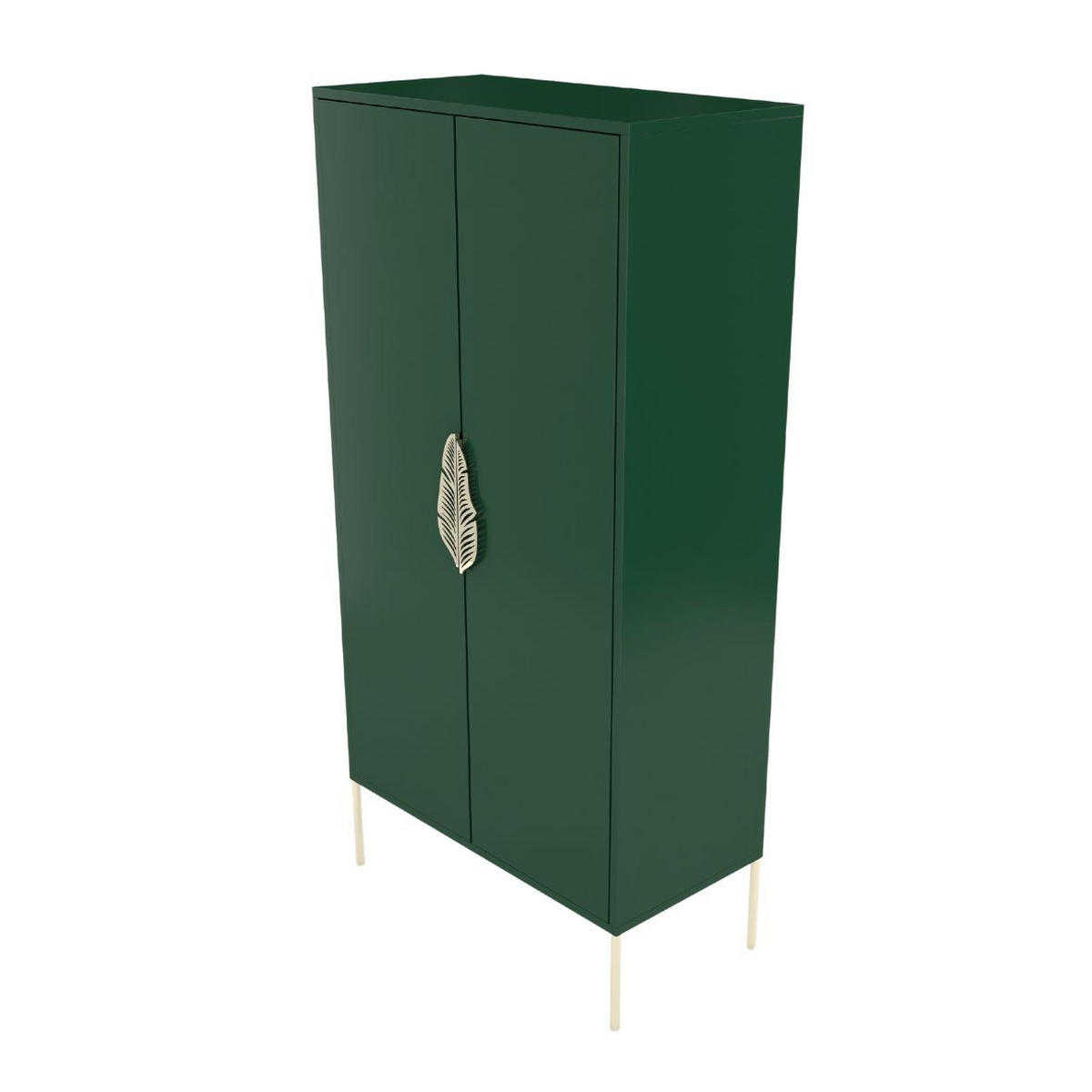 HIGHBOARD Merlin, Grün, Goldene Details - Dunkelgrün/Goldfarben, Holzwerkstoff/Metall (80/160/40cm) - Skandica