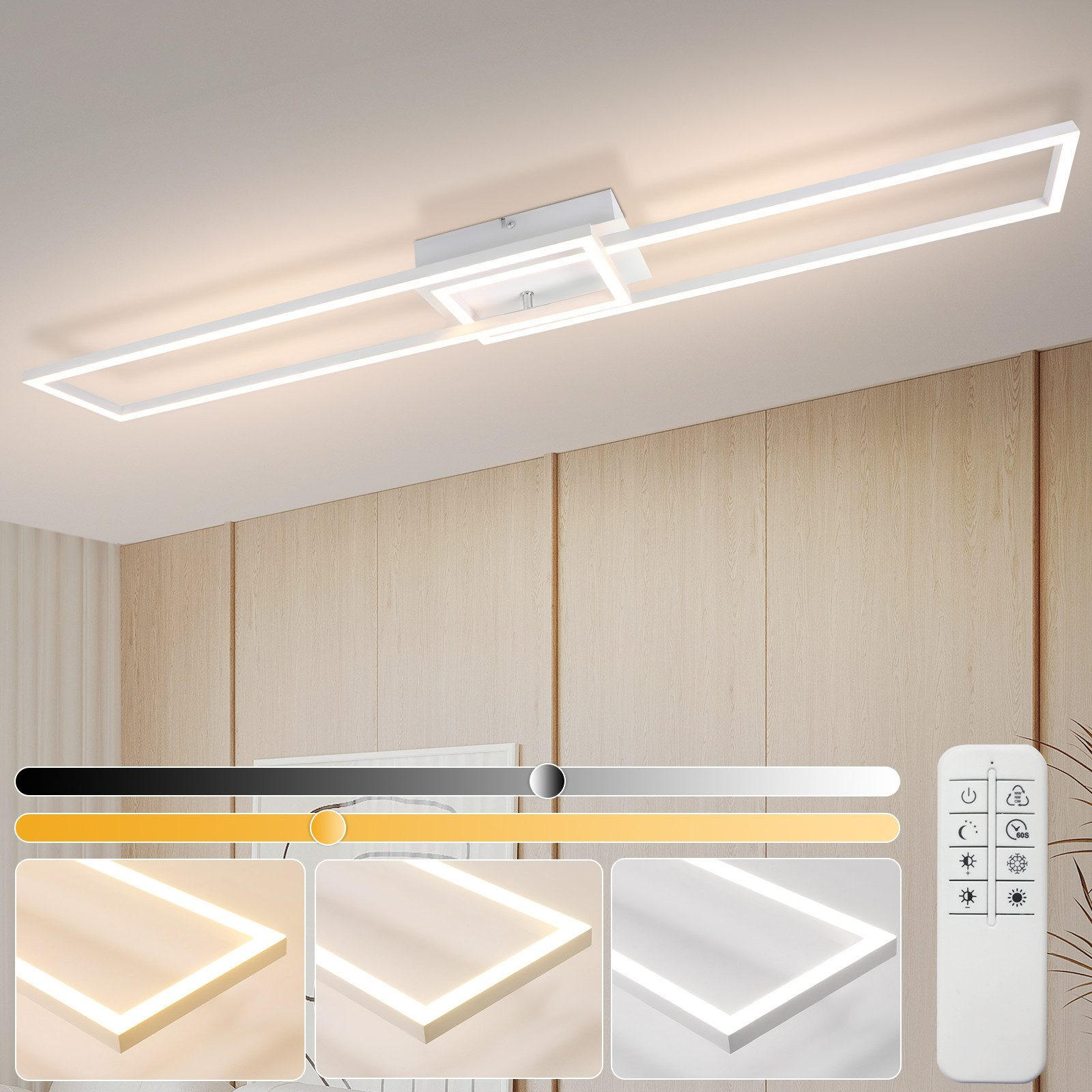 LED-DECKENLEUCHTE Lundquist 18.5/102.5/7.3cm - Weiß, Metall (102.5/18.5/7.3cm) - Nettlife