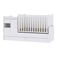 BABYBETT Mini Max 3 in 1 weiß 120 x 60 cm, Jugendbett 190 x 72 cm, Wickelkommode, Schaukelfunktion - Weiß, Holzwerkstoff (72/190cm) - Lorelli