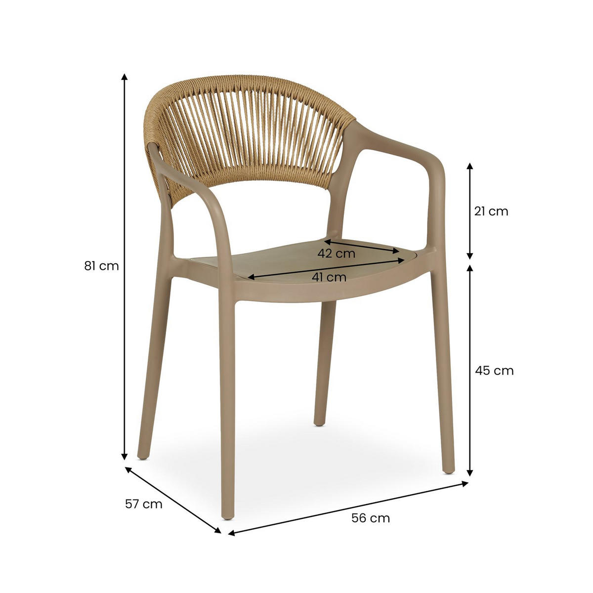 GARTENSTUHL NARCISO 6er-Set champagne - Champagner, Textil (52/80/42cm) - IDIMEX