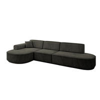 ECKSOFA Ottomane Links MARI-L2-v3 - 328x171x83 cm Schwarz Velours - Schwarz, Holzwerkstoff/Kunststoff (328/171cm) - ALTDECOR