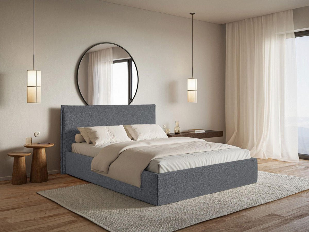 POLSTERBETT Softie Slim Graphit Chenille 180x200 - Graphitfarben, Textil (180/200cm) - Selsey