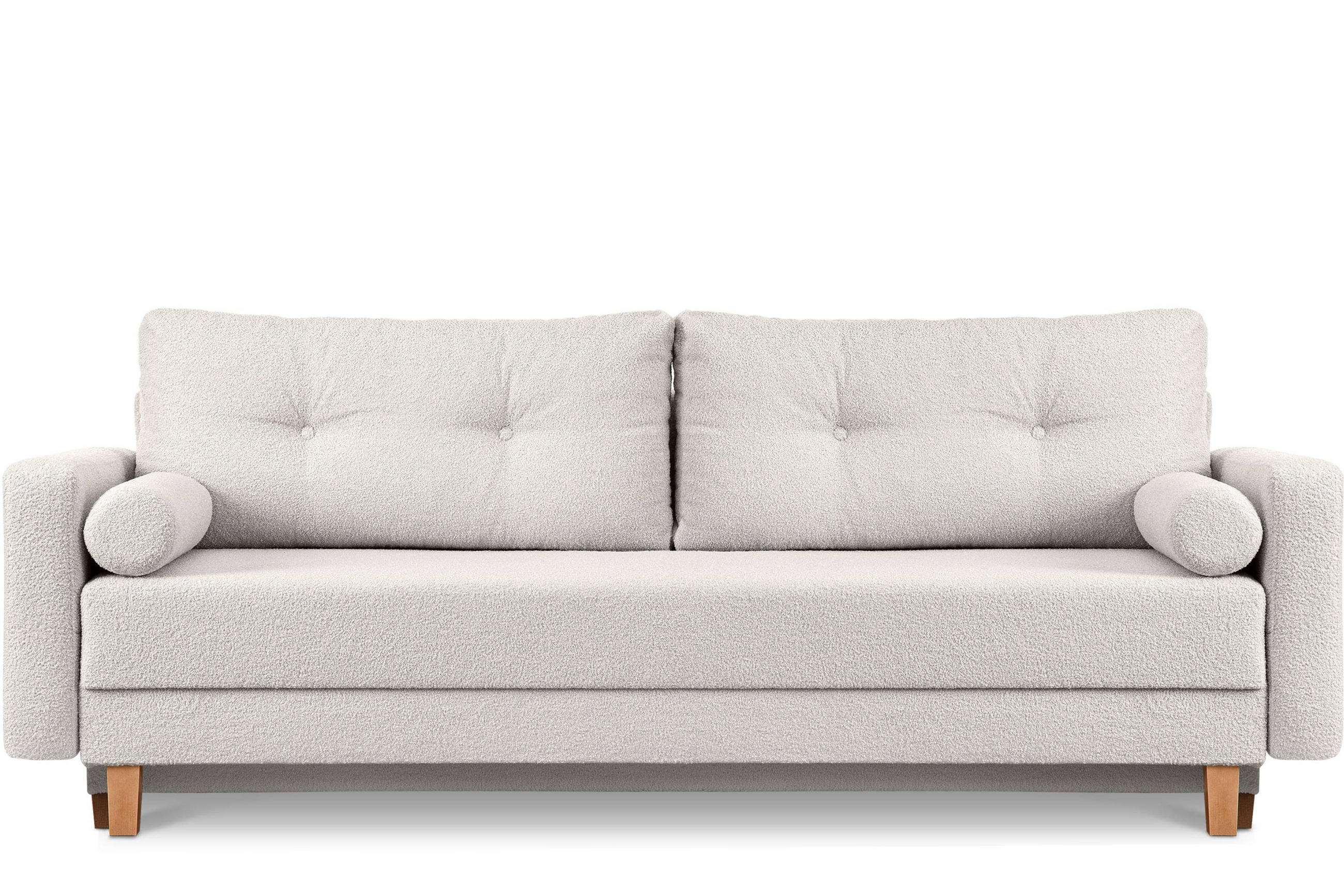3-SITZER-SCHLAFSOFA ERISO mit weiche Sitzfläche und hohe Rückenlehne, Bouclé-Stoff, weiß - Braun/Weiß, Textil (220/80/100cm) - KONSIMO®