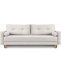 3-SITZER-SCHLAFSOFA ERISO mit weiche Sitzfläche und hohe Rückenlehne, Bouclé-Stoff, weiß - Braun/Weiß, Textil (220/80/100cm) - KONSIMO®