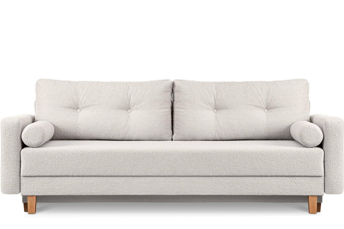 3-SITZER-SCHLAFSOFA ERISO mit weiche Sitzfläche und hohe Rückenlehne, Bouclé-Stoff, weiß - Braun/Weiß, Textil (220/80/100cm) - KONSIMO®