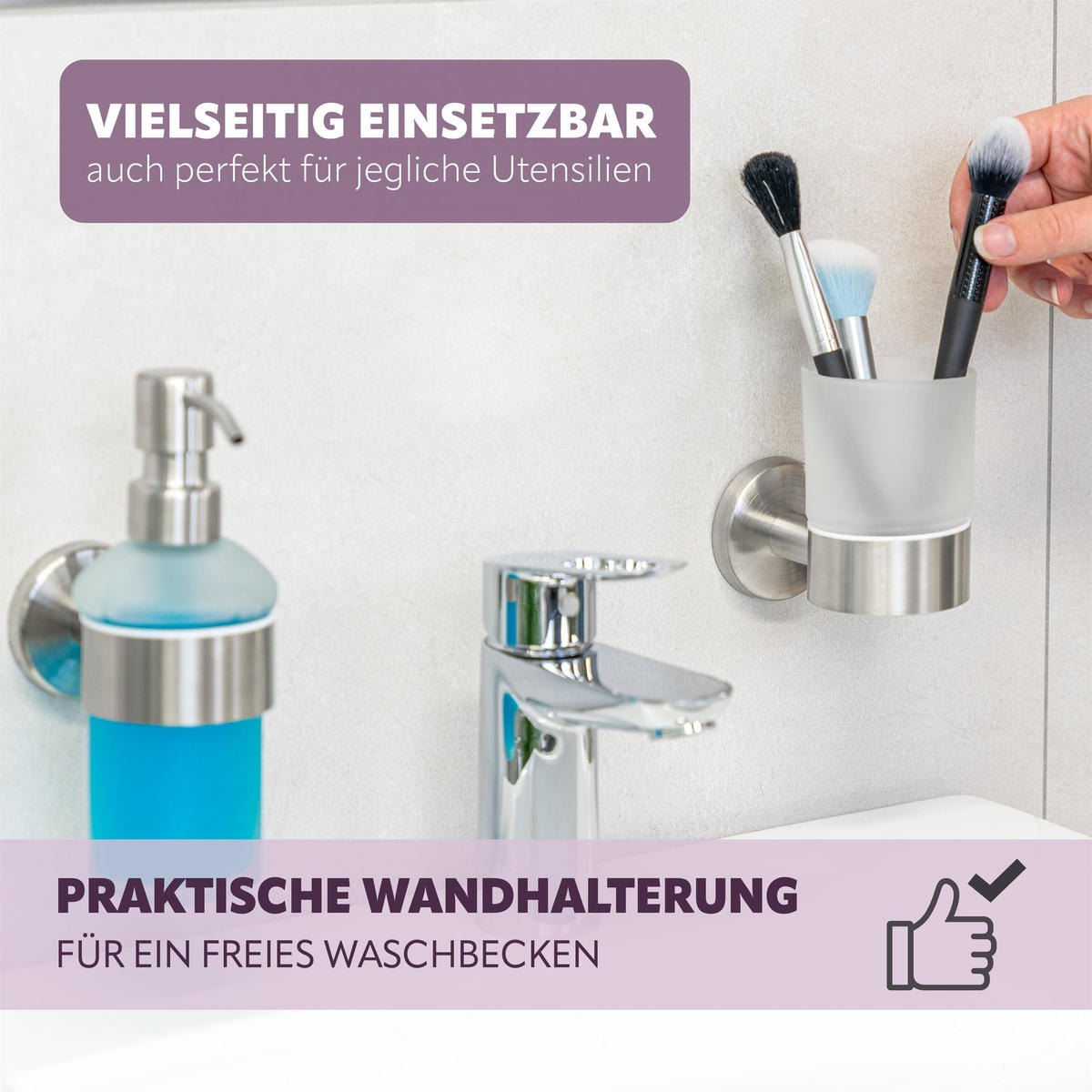 GLASBECHERHALTER PIAZZA, Edelstahl - Edelstahlfarben, Metall (6.5/9.5/11cm) - bremermann