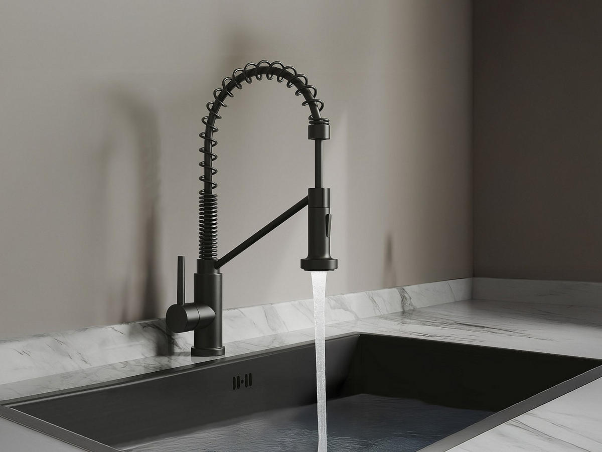 KÜCHENARMATUR - 26 cm x 5.2 cm - metall - schwarz Roflex - Schwarz, Metall (26/45.5/5.2cm) - Vente-Unique