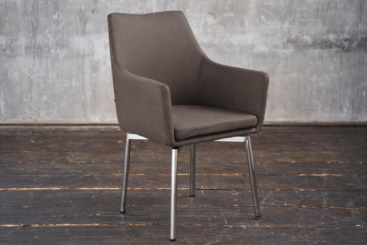 STUHL CALI Grau Microfaser - Grau, Textil (56/88.5/61cm) - KAWOLA