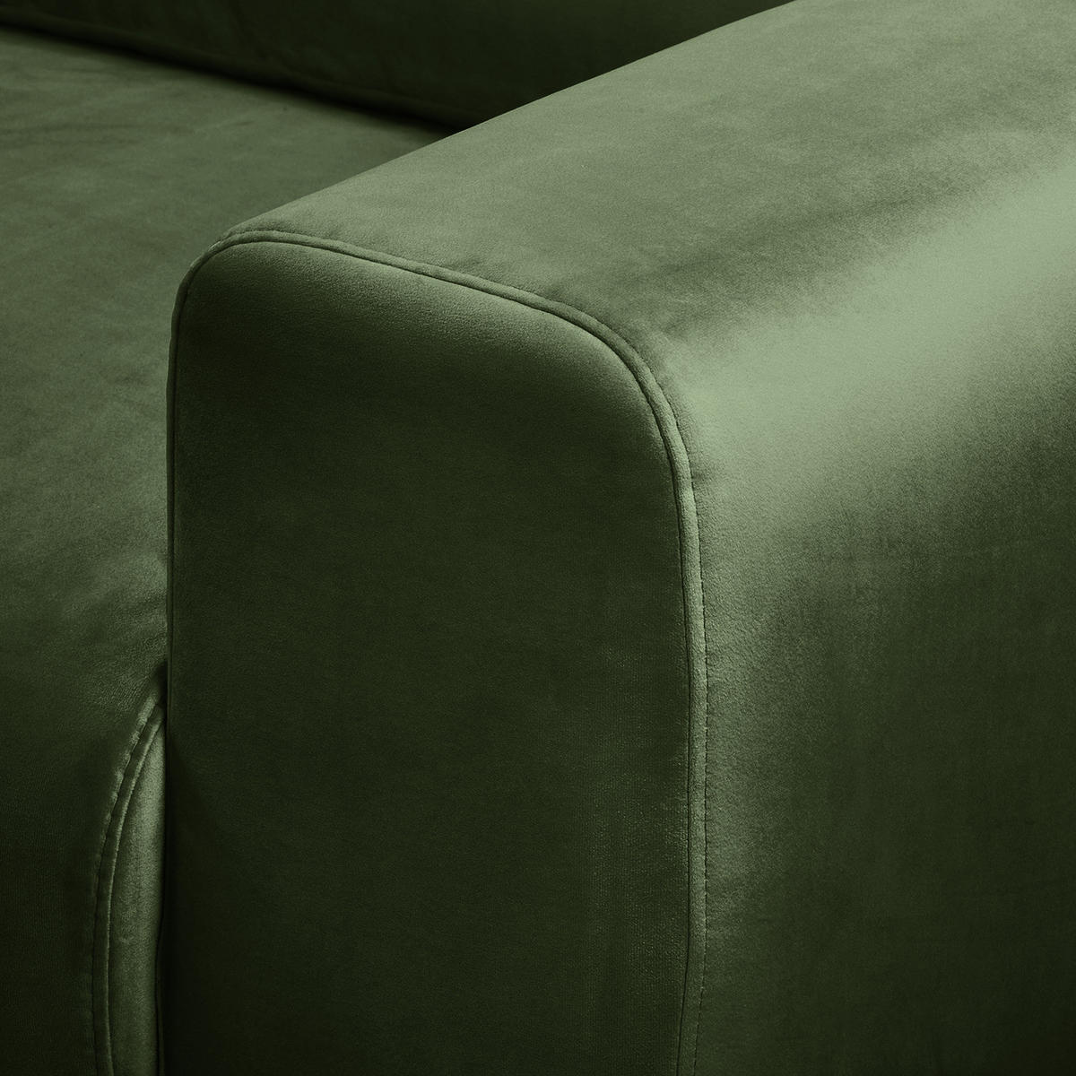 ECKSOFA - Samt - Dunkelgrün, Textil (286/152cm) - home24