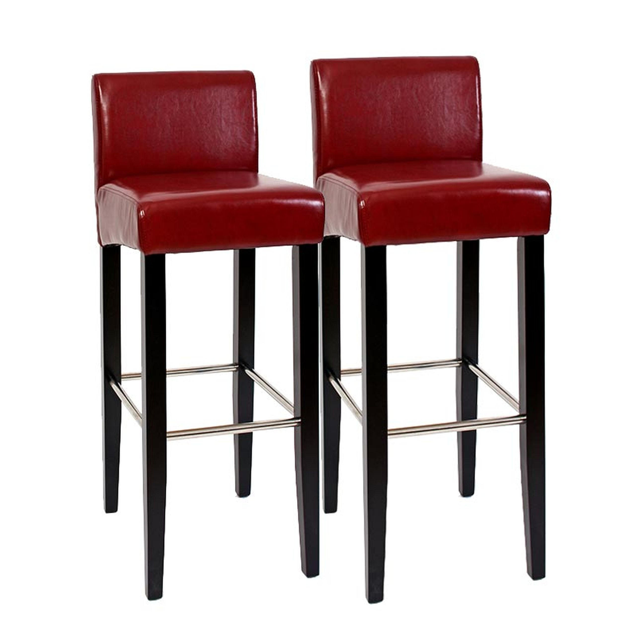BARHOCKER Rot 2er-Set - Rot, Leder (44/102/37cm) - MCW