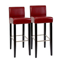 BARHOCKER Rot 2er-Set - Rot, Leder (44/102/37cm) - MCW