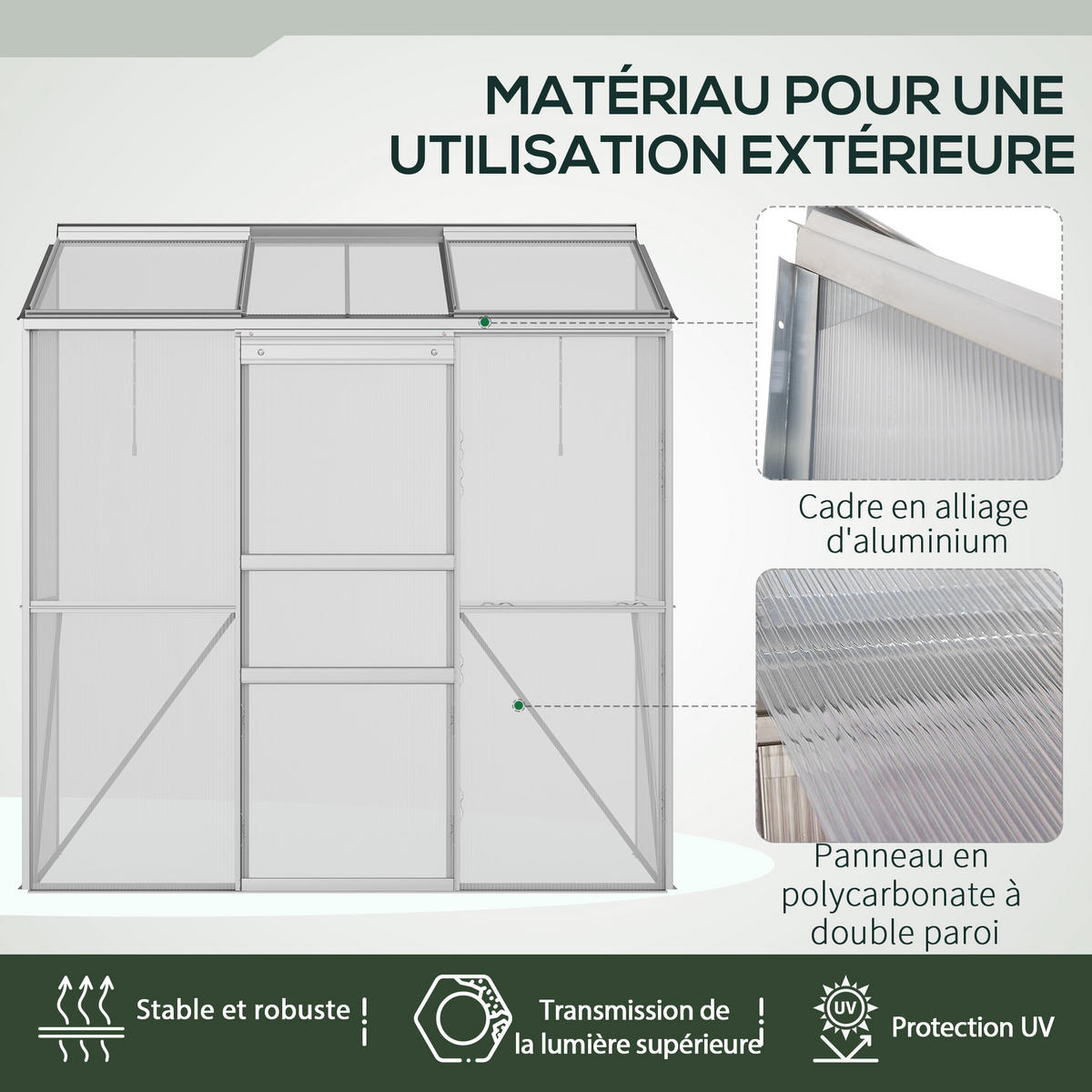ANLEHNGEWÄCHSHAUS DE-12001 mit Schiebetür & 5-stufigen Dachfenstern Silber - Transparent, Kunststoff (68/196/192cm) - ComfortXL