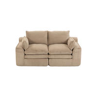 2-SITZER SOFA Cord Khaki mit Kissen und Seitentaschen - Hellbraun, Textil (191/85/94cm) - WISHDOR
