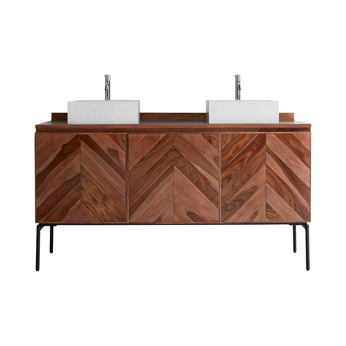 WASCHTISCHUNTERSCHRANK Ismaël Dunkelbraun aus Palisander - Dunkelbraun, Holz (155/83/57cm) - Tikamoon