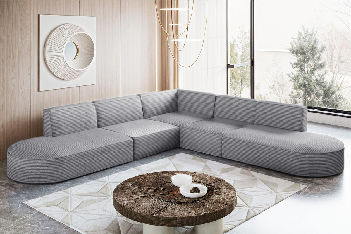 ECKSOFA Designer Corner MODENA stoff Poso, viele Farben Hellgrau - Hellgrau, Holzwerkstoff (285/285cm) - Kaiser Möbel
