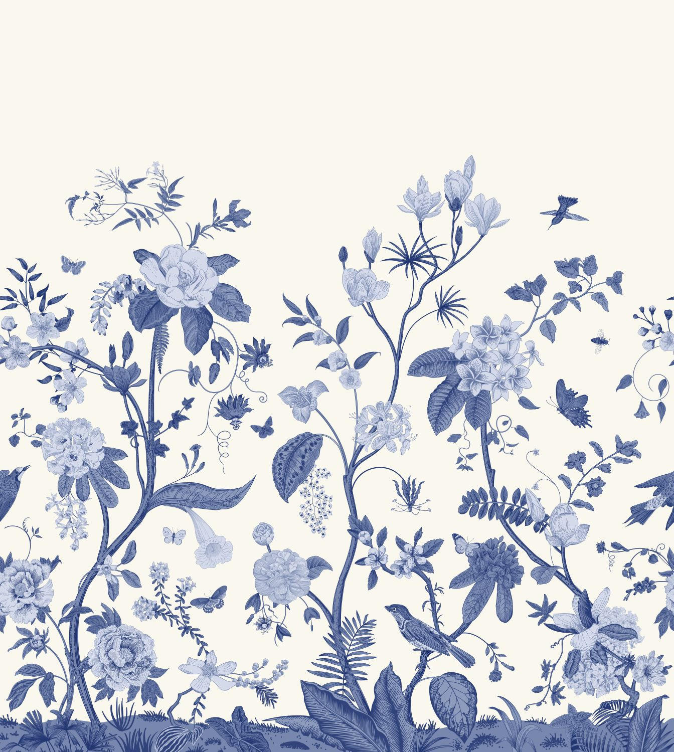 FOTOTAPETE Toile de Jouy 2.5 x 2.79 m - Blau, Papier (250/279cm) - ESTAhome
