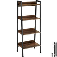 LEITERREGAL Chatham,inklusive Kippschutz, 57,5 x 34 x 138 cm,Industrial Holz dunkel, rustikal - Rostfarben, Holzwerkstoff (34/138/57.5cm) - tectake