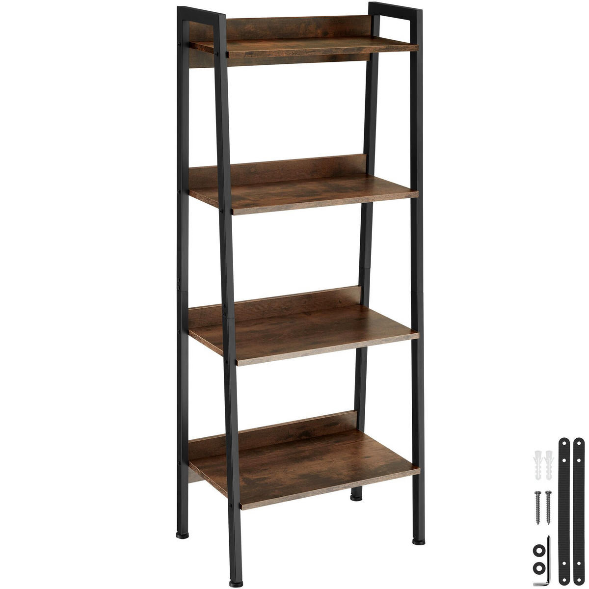 LEITERREGAL Chatham,inklusive Kippschutz, 57,5 x 34 x 138 cm,Industrial Holz dunkel, rustikal - Rostfarben, Holzwerkstoff (34/138/57.5cm) - tectake