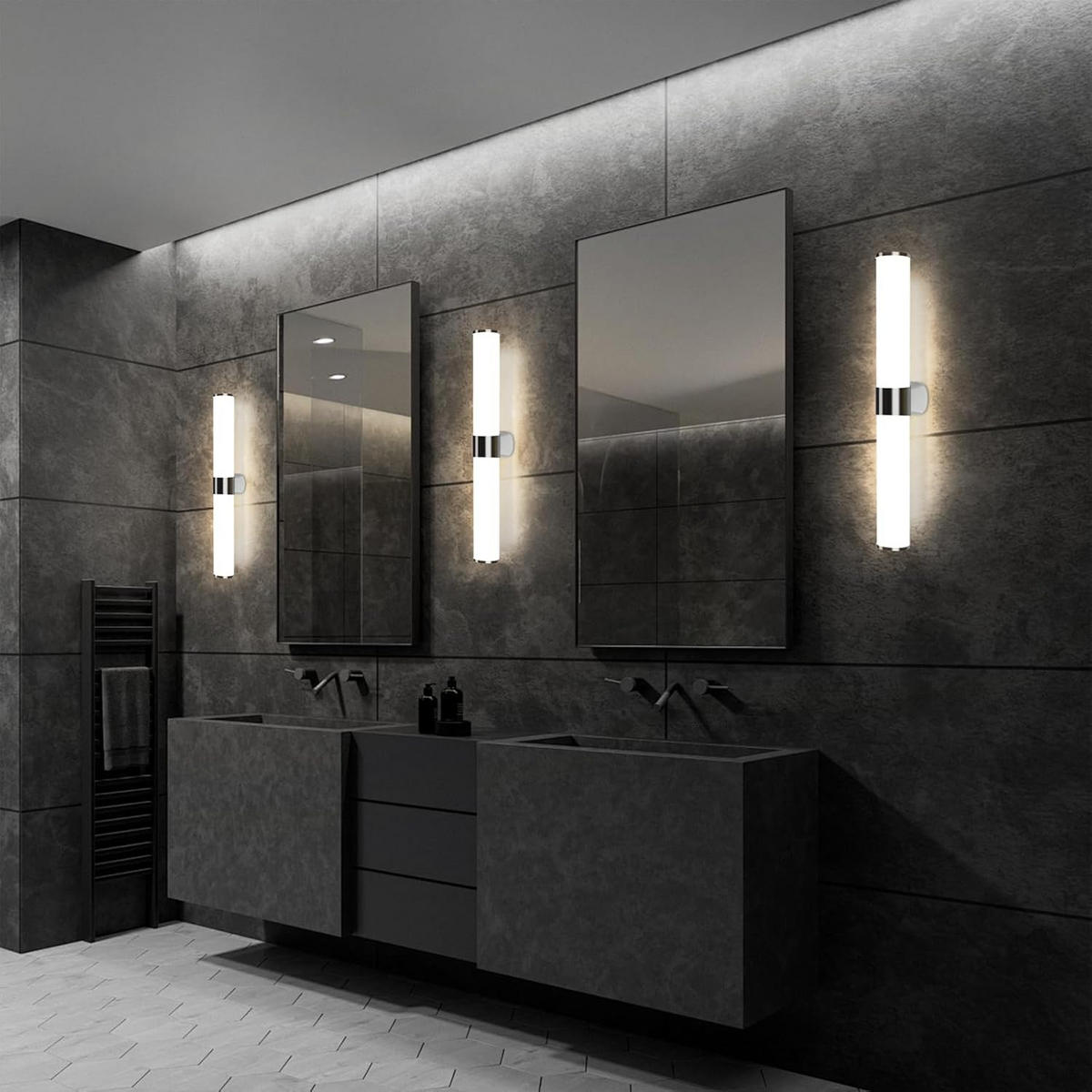 SPIEGELLEUCHTE Flackeris 12.8/6.8/40.0 cm - Weiß, Kunststoff (12.8/6.8/40cm) - ZMH